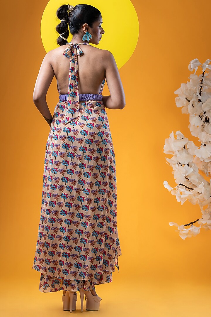 Beige Crepe Printed Tunic Set by KHB- Khushboo Haran Borkar at Pernia's Pop Up Shop