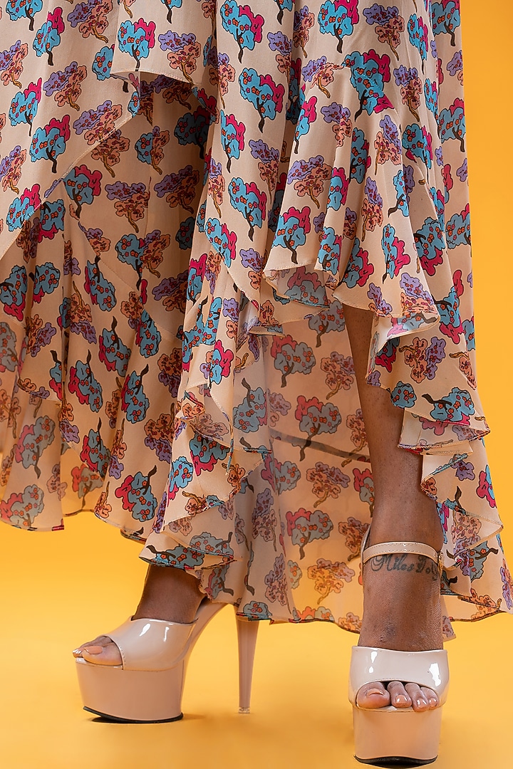 Beige Crepe Printed Tunic Set by KHB- Khushboo Haran Borkar at Pernia's Pop Up Shop