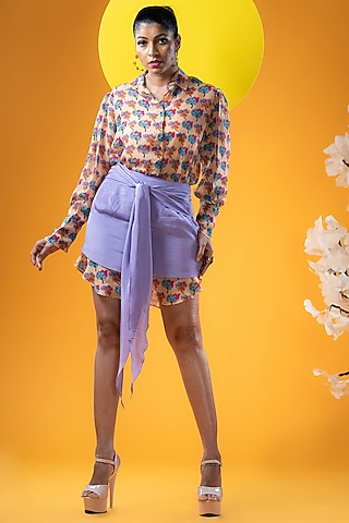 Lilac Crepe Skirt Set by KHB- Khushboo Haran Borkar