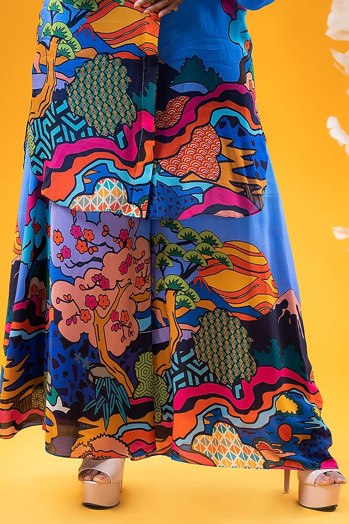 Blue Organza Printed Tunic Set by KHB- Khushboo Haran Borkar at Pernia's Pop Up Shop