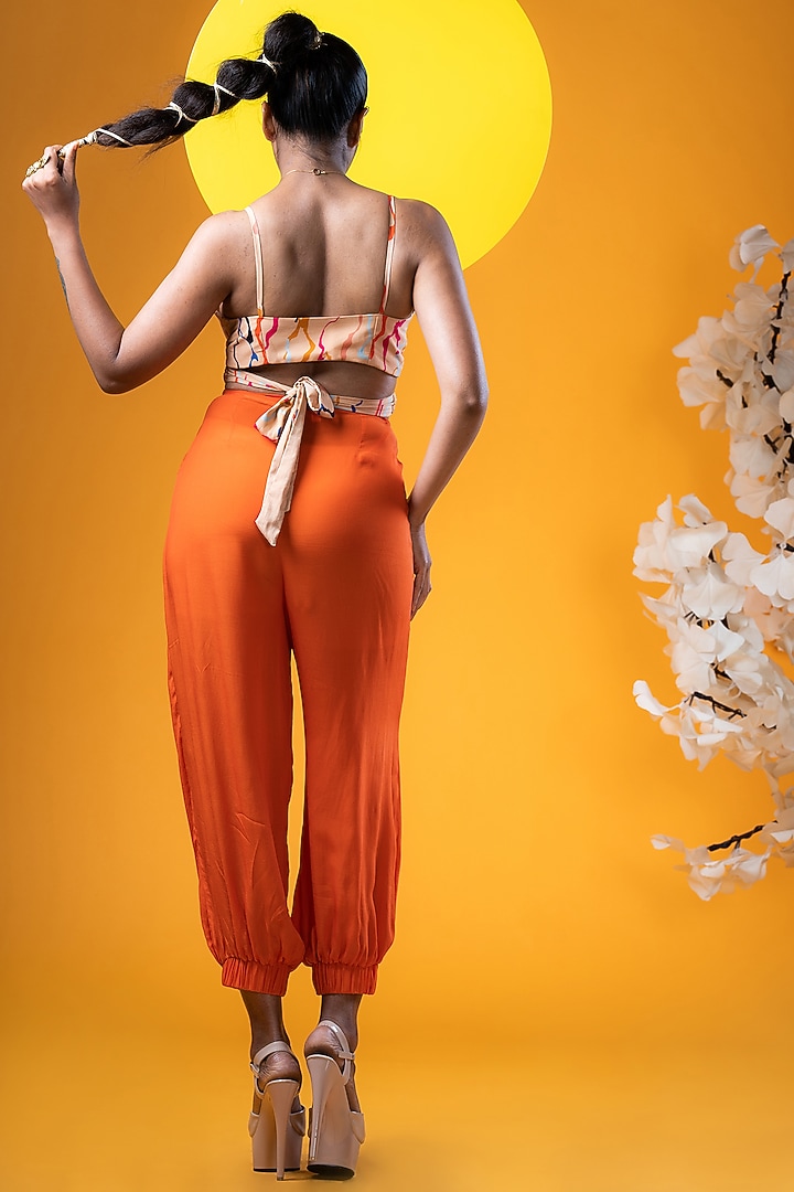 Orange Crepe Pleated Pant set by KHB- Khushboo Haran Borkar at Pernia's Pop Up Shop