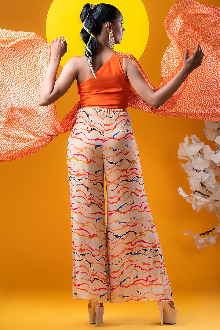 Beige Crepe Printed Pant Set by KHB- Khushboo Haran Borkar at Pernia's Pop Up Shop