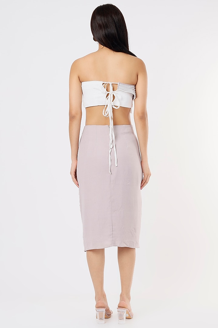 Sepia Grey Georgette Ruched Skirt Set by KHB- Khushboo Haran Borkar at Pernia's Pop Up Shop