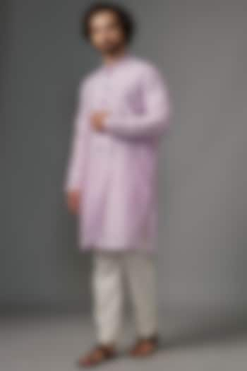 Lilac Slub Silk Kurta  by KHUSHBOO CHUGH MEN