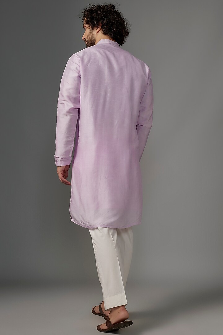 Lilac Slub Silk Kurta by KHUSHBOO CHUGH MEN at Pernia's Pop Up Shop
