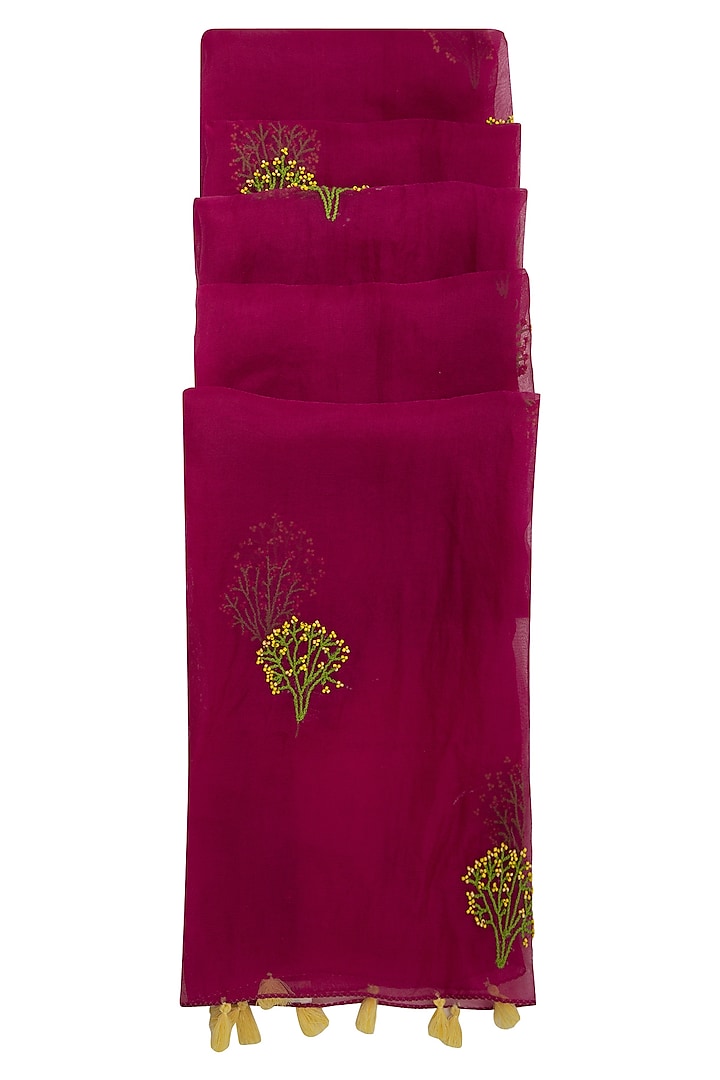 Rani Pink Gypsy Embroidered Dupatta by Khes
