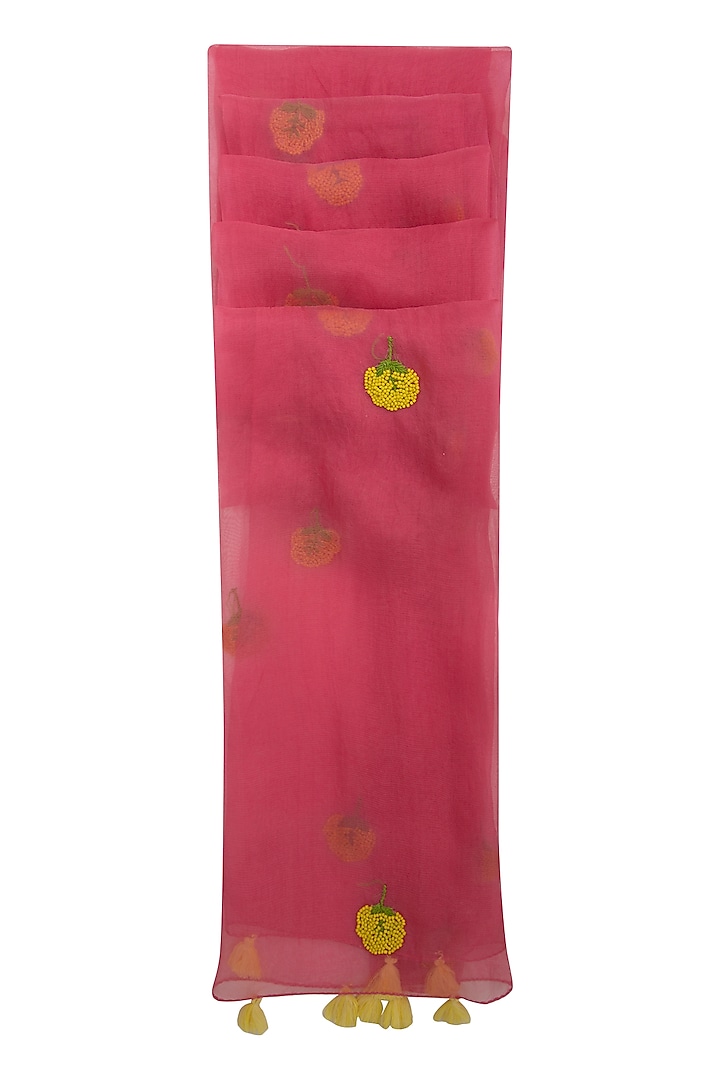 Soft Pink Dahlia Embroidered Dupatta by Khes