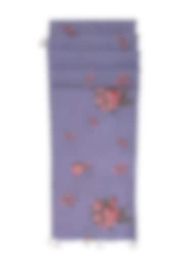 Purple Tea Roses Embroidered Scarf by Khes