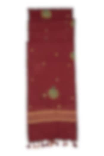 Maroon Floral Embroidered Dupatta by Khes