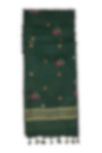 Green Floral Embroidered Dupatta by Khes