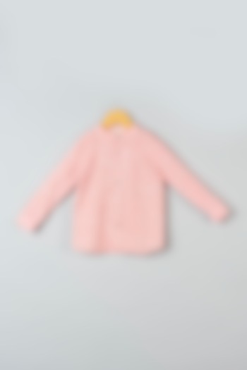 Coral Pink Handloom Cotton Shirt For Boys by Khela