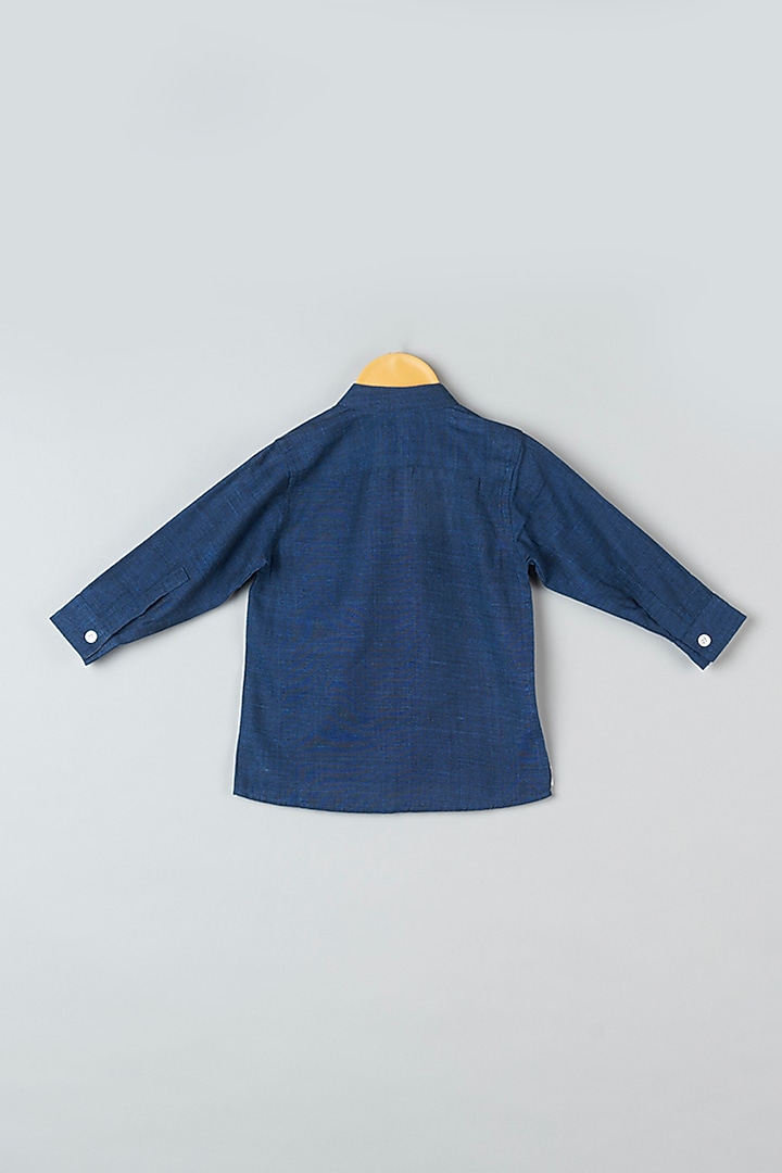 Rust Silk Bundi Jacket With Pant Set For Boys by Khela at Pernia's Pop Up Shop