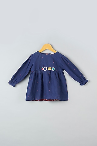 Indigo Embroidered Peplum Top For Girls by Khela