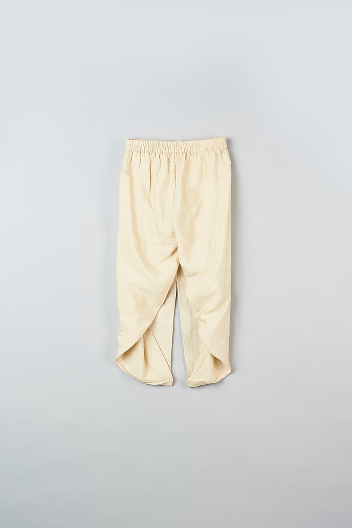 Beige Net Dhoti Pants Set For Girls by Khela at Pernia's Pop Up Shop