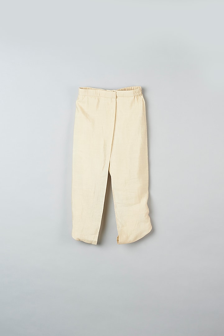 Beige Net Dhoti Pants Set For Girls by Khela at Pernia's Pop Up Shop