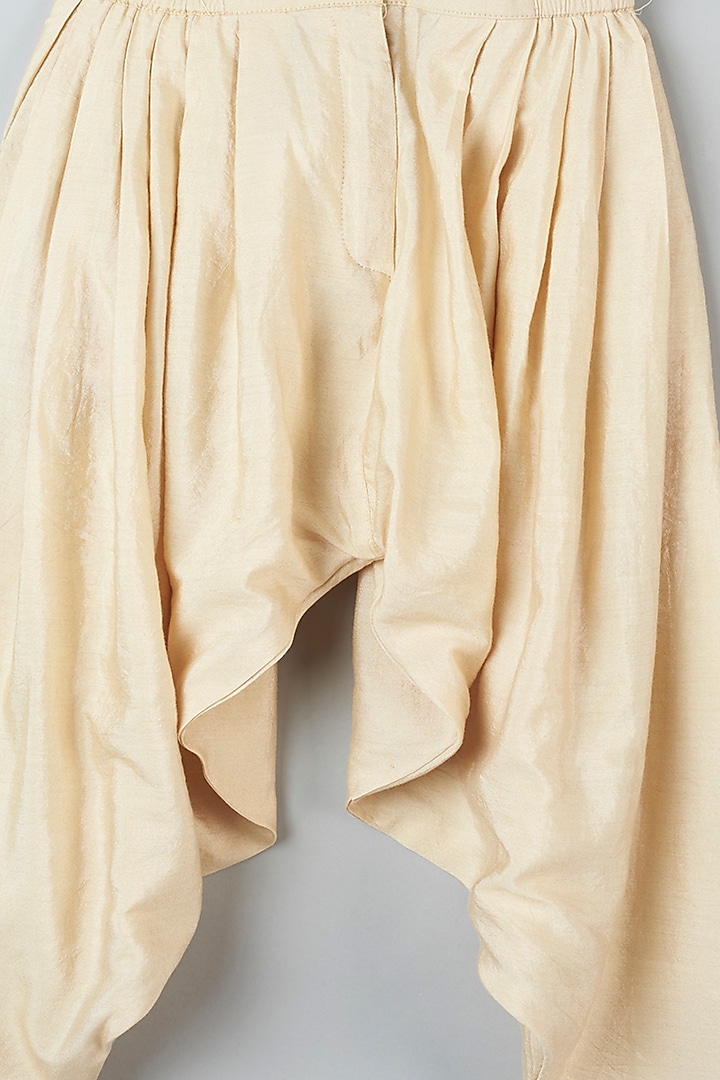 Beige Cotton Silk Patiala Pants For Boys by Khela at Pernia's Pop Up Shop
