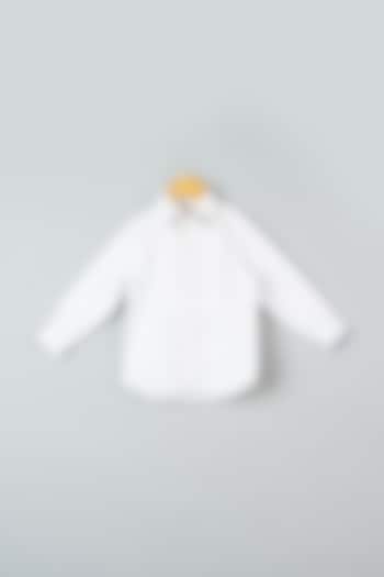 White Handloom Cotton Shirt For Boys by Khela