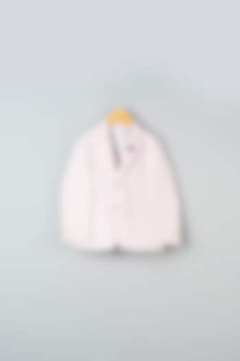 Baby Pink Handloom Cotton Blazer For Girls by Khela