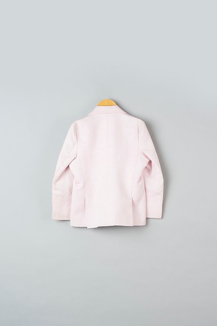 Baby Pink Handloom Cotton Blazer For Girls by Khela at Pernia's Pop Up Shop
