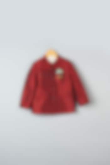 Maroon Hand Embroidered Bandhgala Jacket For Boys by Khela