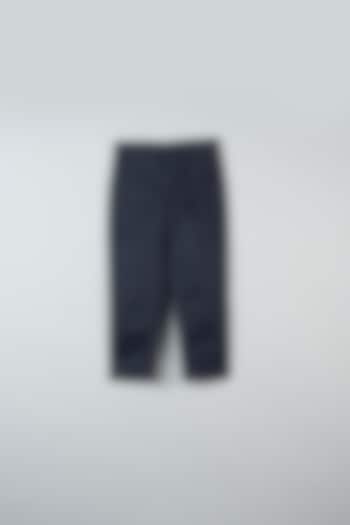 Navy Blue Cotton Chino Pants For Boys by Khela
