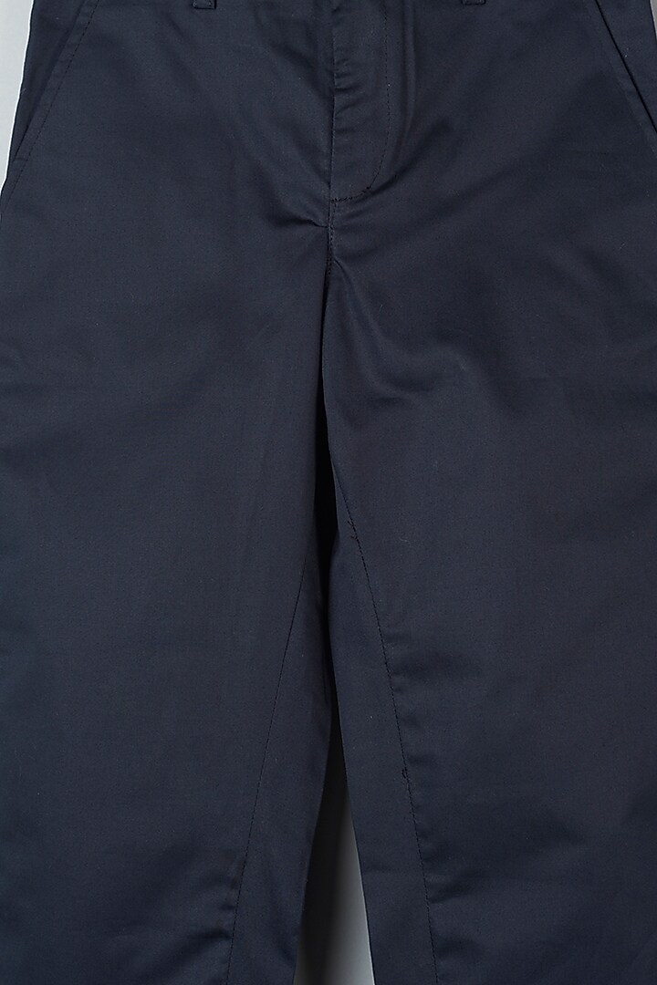Navy Blue Cotton Chino Pants For Boys by Khela at Pernia's Pop Up Shop