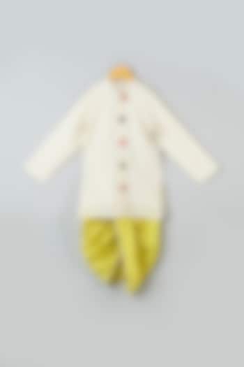 Ivory Hand Embroidered Bandhgala Jacket For Boys by Khela
