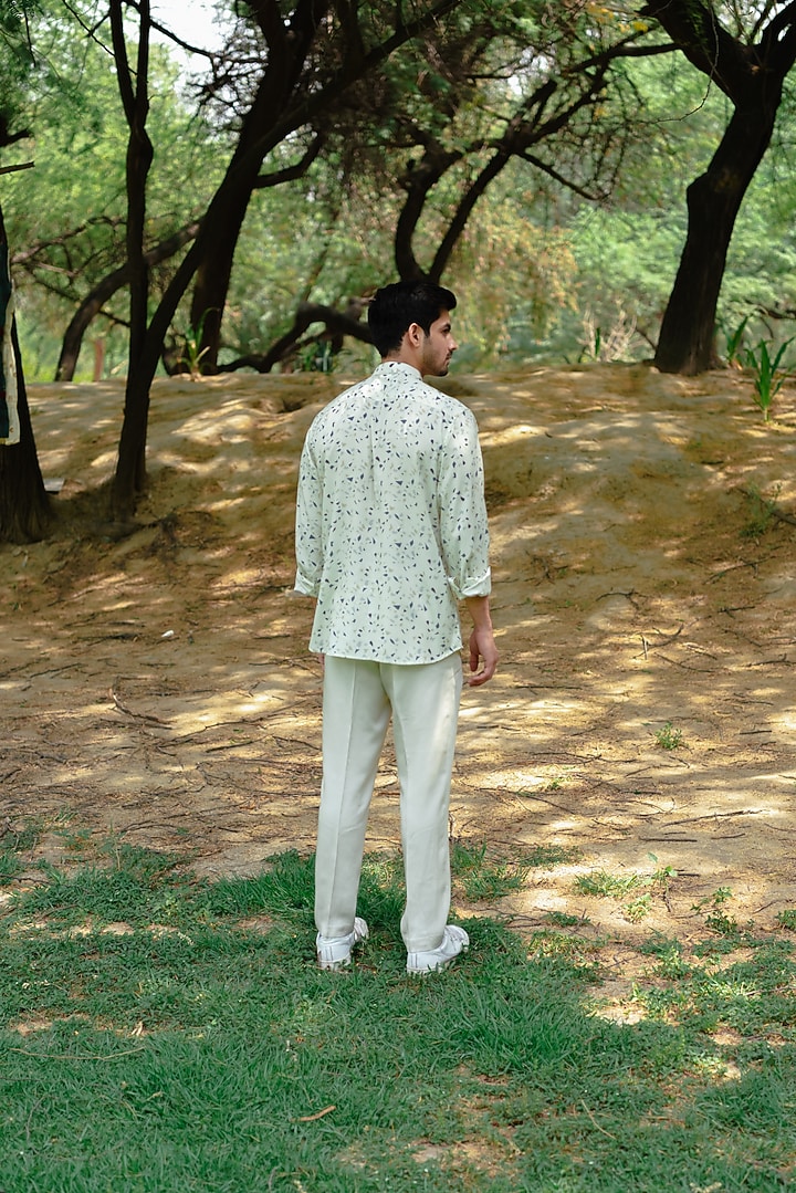 Off-White Cotton Printed Summer Shirt by Kheer Ganga at Pernia's Pop Up Shop
