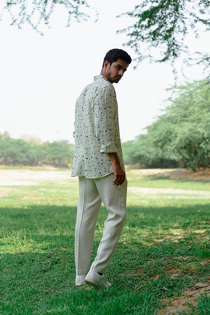 Off-White Cotton Printed Summer Shirt by Kheer Ganga at Pernia's Pop Up Shop