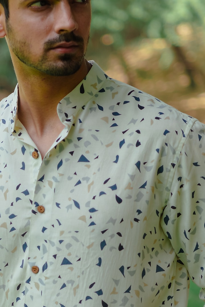 Off-White Cotton Printed Summer Shirt by Kheer Ganga at Pernia's Pop Up Shop