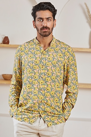 Yellow Cotton Shirt by Kheer Ganga
