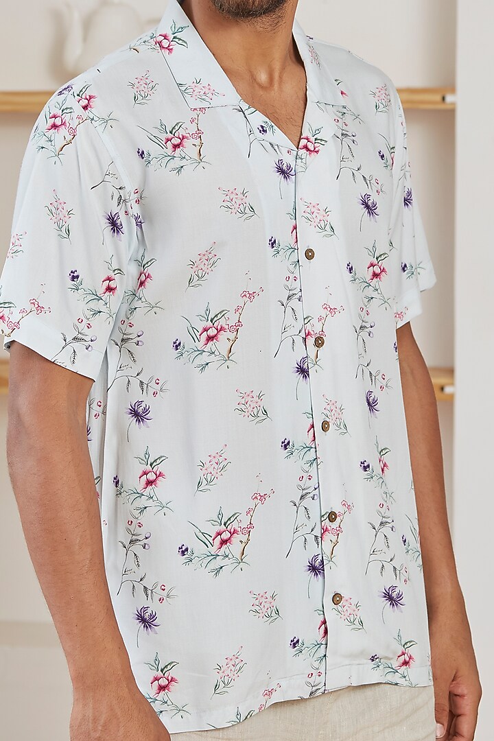 Soft Blue Cotton Summer Shirt by Kheer Ganga at Pernia's Pop Up Shop