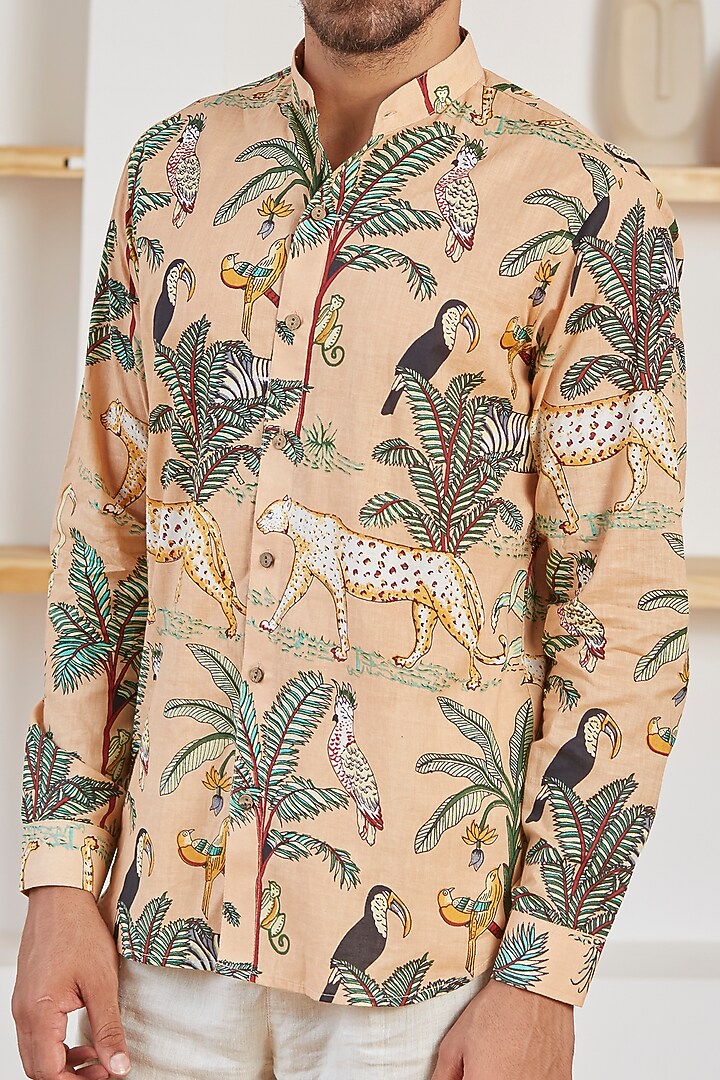 Peach Cotton Summer Shirt by Kheer Ganga at Pernia's Pop Up Shop