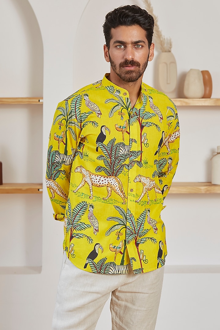 Yellow Cotton Summer Shirt by Kheer Ganga at Pernia's Pop Up Shop