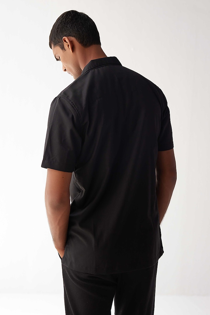 Black Viscose Crepe Printed Summer Shirt by Kheer-Ganga at Pernia's Pop Up Shop