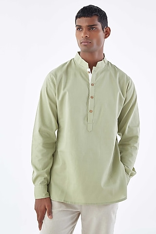 Mint Green Viscose Crepe by Kheer-Ganga