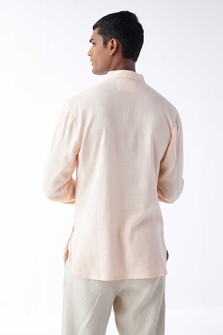 Peach Cotton Linen Kurta Summer Shirt by Kheer-Ganga at Pernia's Pop Up Shop