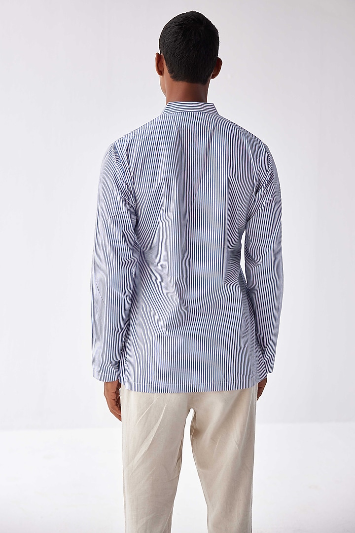 Sky Blue Cotton Linen Kurta Summer Shirt by Kheer-Ganga at Pernia's Pop Up Shop