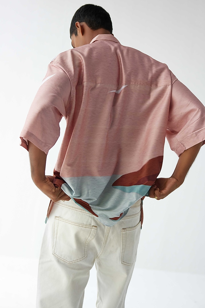 Blush Pink Viscose Crepe Printed Party Wear Shirt by Kheer-Ganga at Pernia's Pop Up Shop