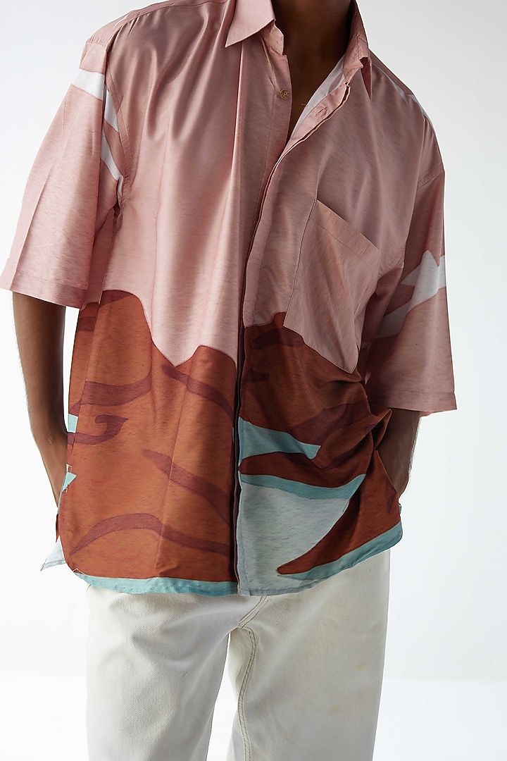 Blush Pink Viscose Crepe Printed Party Wear Shirt by Kheer-Ganga at Pernia's Pop Up Shop