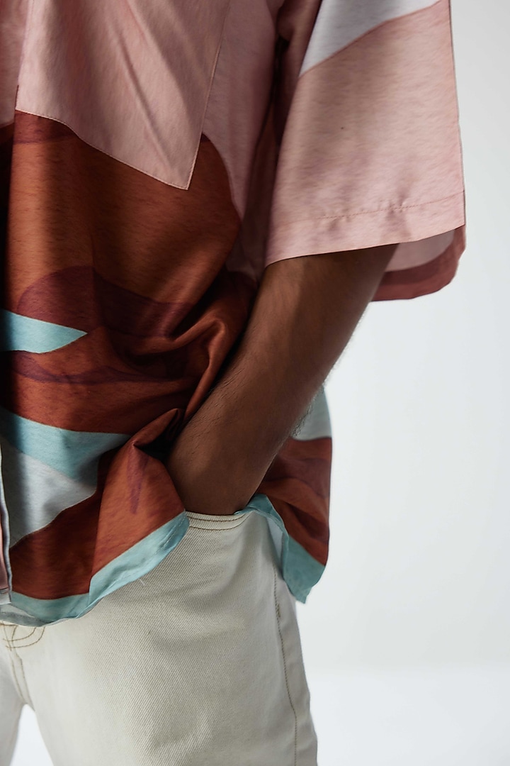 Blush Pink Viscose Crepe Printed Party Wear Shirt by Kheer-Ganga at Pernia's Pop Up Shop