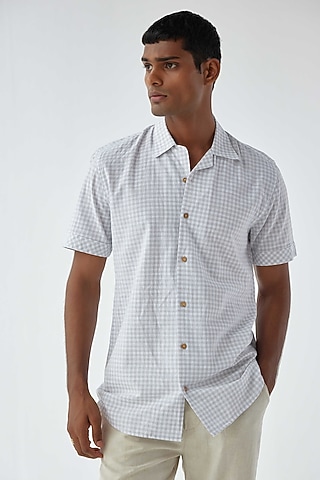 Off-White Cotton Linen Shirt by Kheer-Ganga