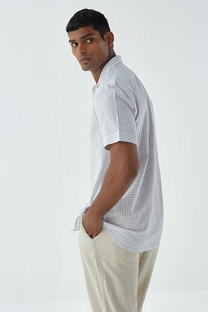 Off-White Cotton Linen Summer Shirt by Kheer-Ganga at Pernia's Pop Up Shop