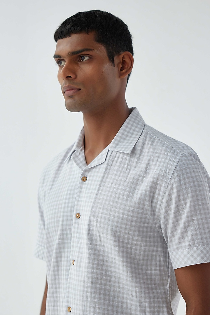 Off-White Cotton Linen Summer Shirt by Kheer-Ganga at Pernia's Pop Up Shop