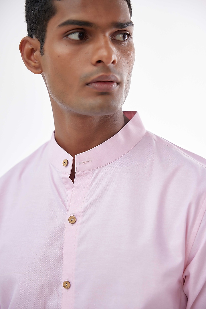 Powder Pink Viscose Crepe Summer Shirt by Kheer-Ganga at Pernia's Pop Up Shop