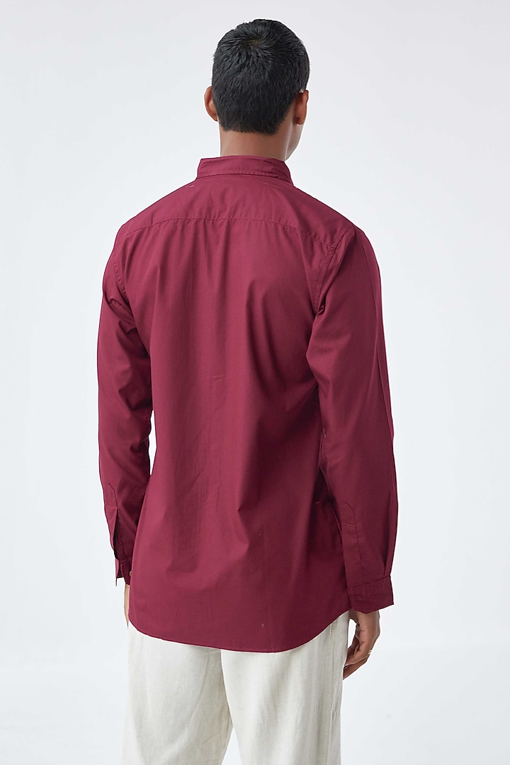 Maroon Viscose Crepe Summer Shirt by Kheer-Ganga at Pernia's Pop Up Shop