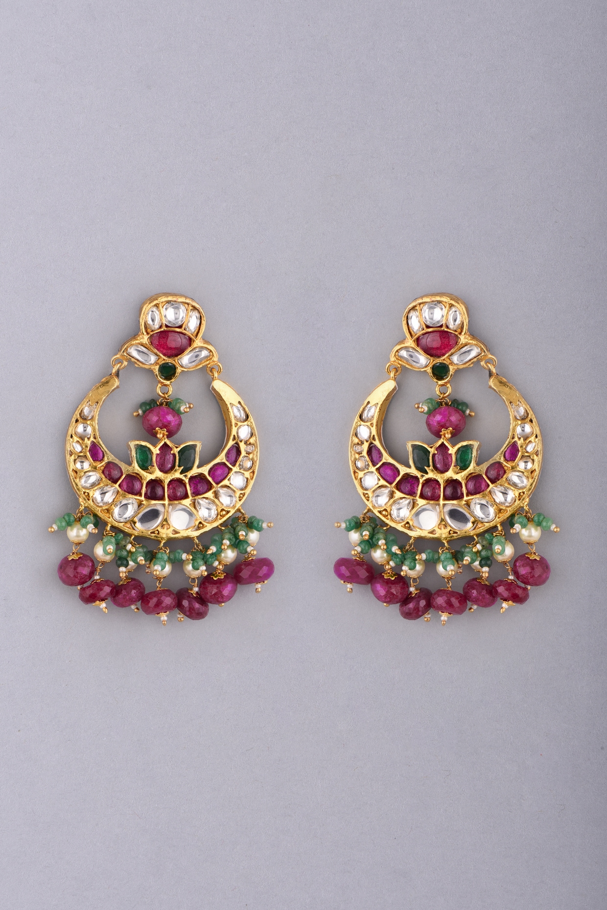 Buy Gold Plated Stone Ornate Studded Chandbali Earrings by The Bling Girll  Online at Aza Fashions.