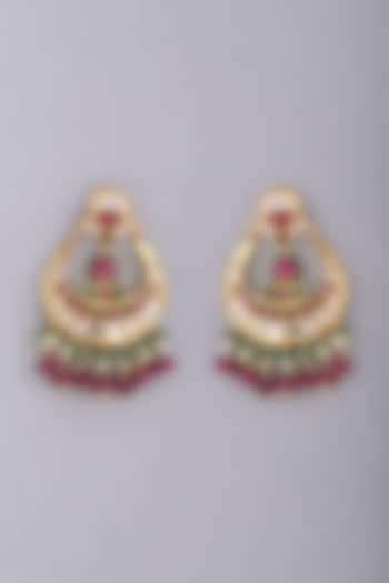 Gold Foil Finish Chandbali Earrings by Khushi Jewels