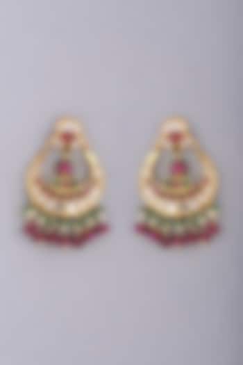 Gold Foil Finish Chandbali Earrings by Khushi Jewels at Pernia's Pop Up Shop