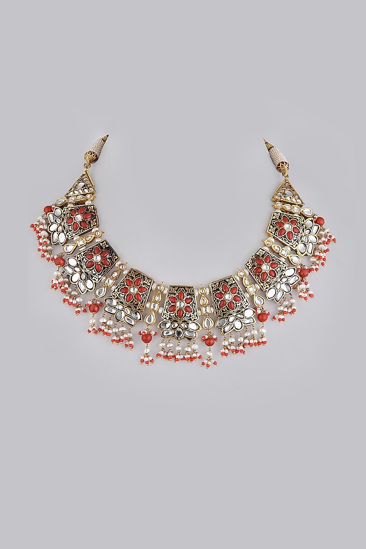 Gold Foil Finish Necklace Set by Khushi Jewels